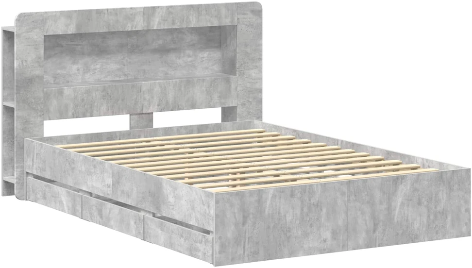 Lovos rėmas su saugojimu ir nugara Betono pilka 150 x 200 cm