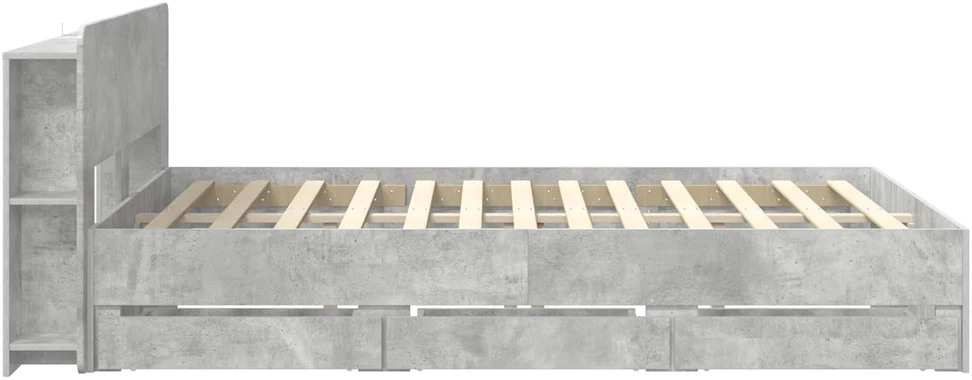 Lovos rėmas su saugojimu ir nugara Betono pilka 150 x 200 cm