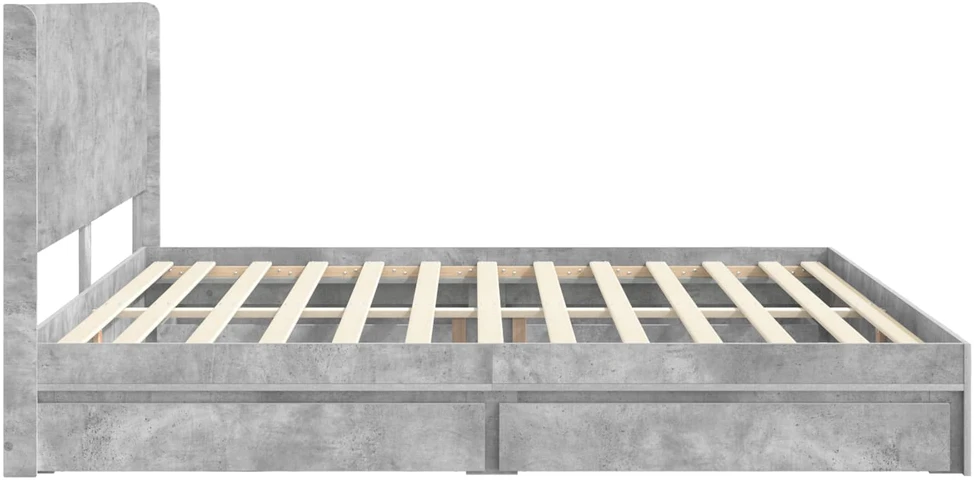 Lovos rėmas su saugojimu ir nugara Betono pilka 200 x 200 cm