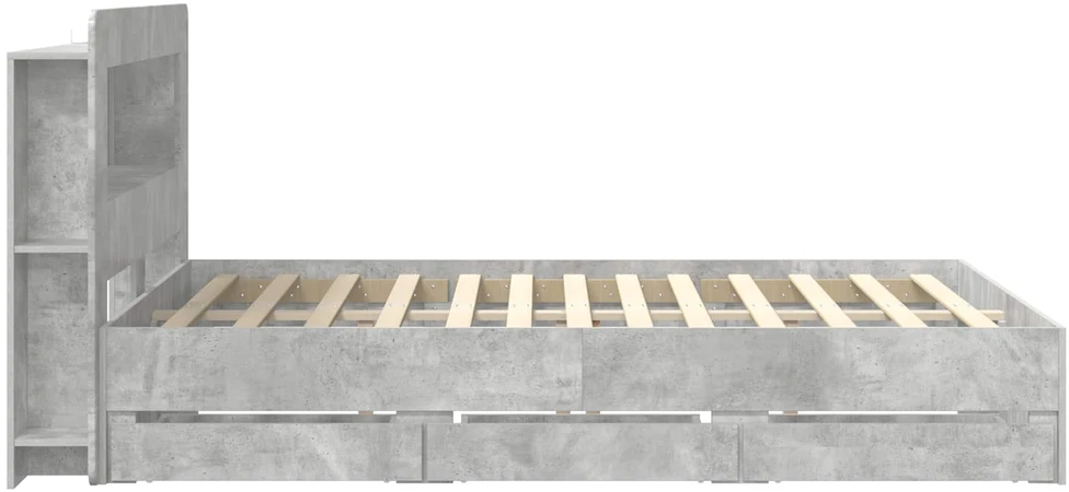 Lovos rėmas su saugojimu ir nugara Betono pilka 150 x 200 cm