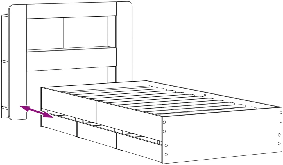 Lova Lovos rėmas su saugojimu ir nugara Pilka Sonoma 75 x 190 cm