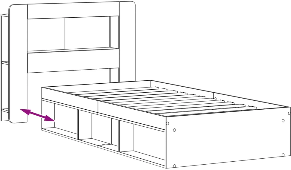 Lova Lovos rėmas su saugojimu Juoda 100 x 200 cm Apdirbta mediena