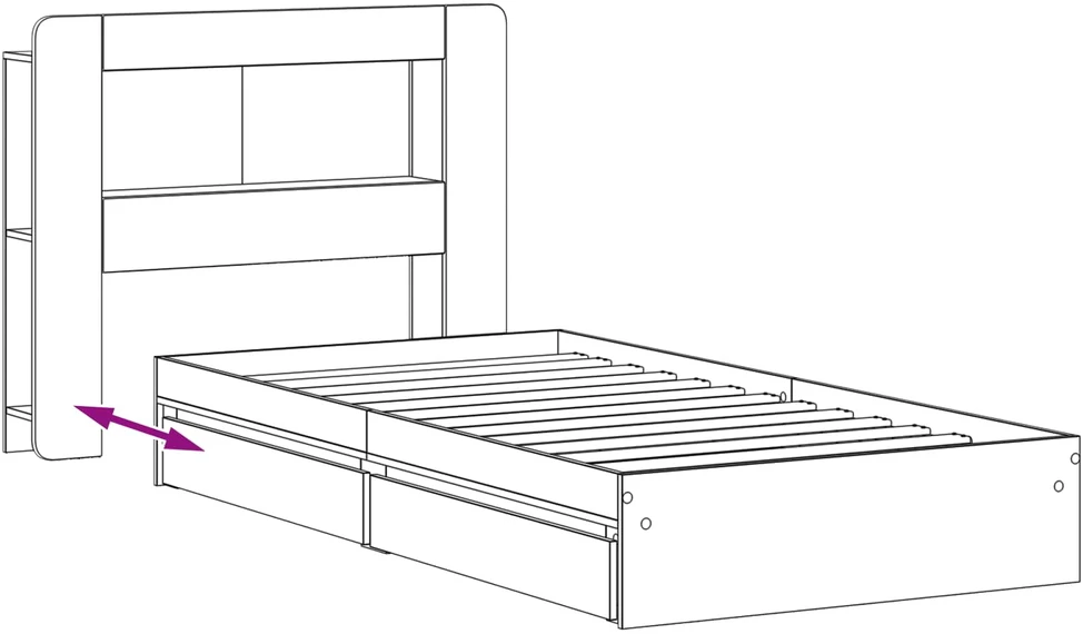 Lova Lovos rėmas su saugojimu Juoda 90 x 190 cm Apdirbta mediena