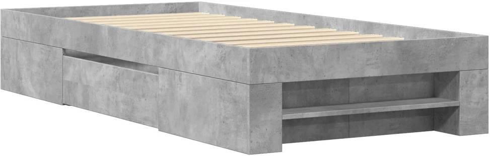 Lova Lovos rėmas su saugojimu su stalčių Betono pilka 80 x 200 cm
