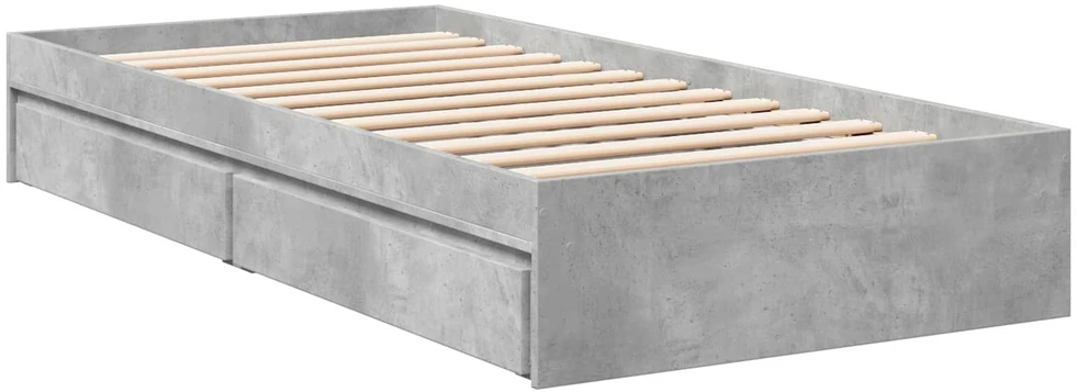 Lova Lovos rėmas su saugojimu su stalčių Betono pilka 80 x 200 cm