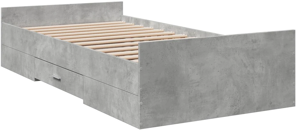 Lova Lovos rėmas su saugojimu su stalčių Betono pilka 80 x 200 cm