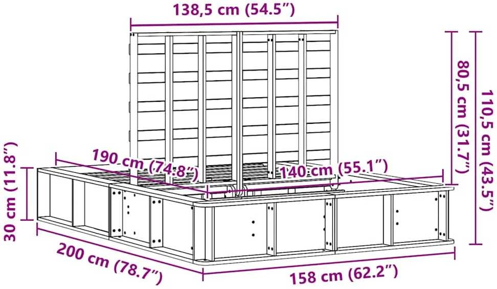 Lovos rėmas Ruda 140 x 190 cm Kietos pušies mediena