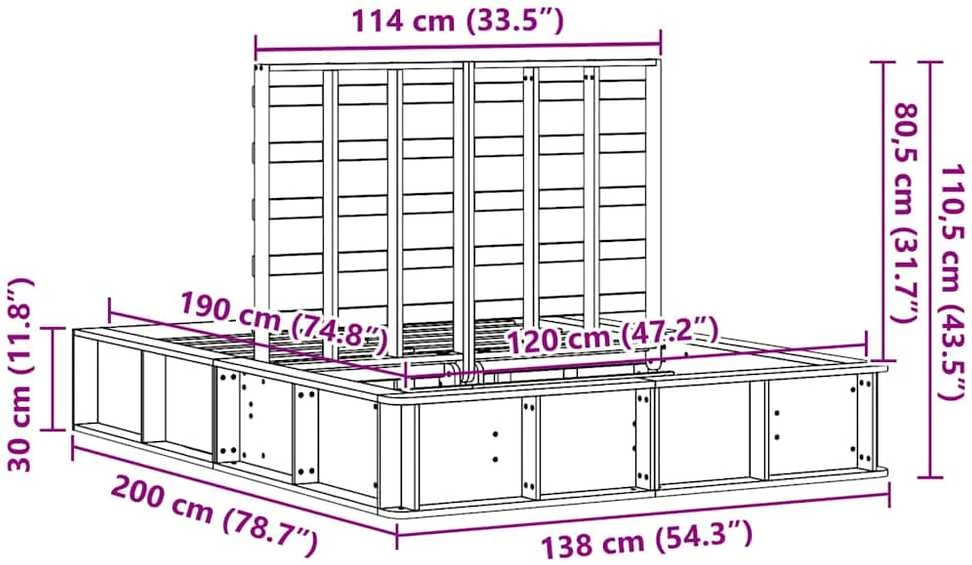 Lova Lovos rėmas Vaško ruda 120 x 190 cm Kietos pušies mediena