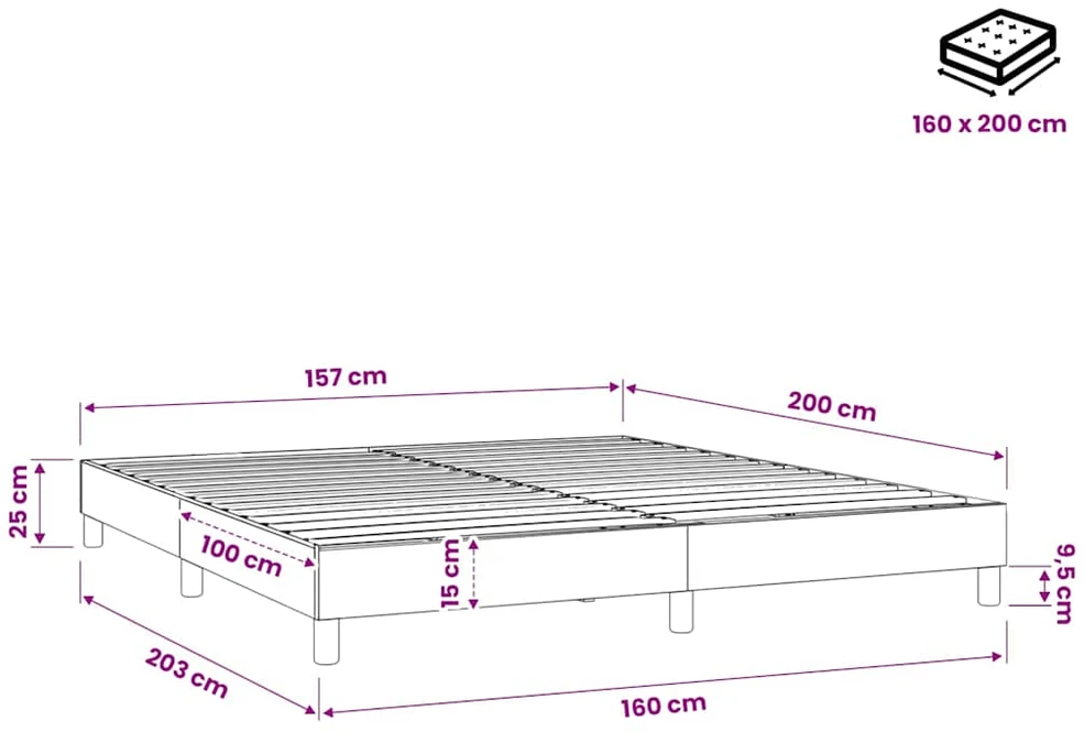 Lovos rėmas be čiužinio, šviesiai pilkas, 160x200cm, audinys