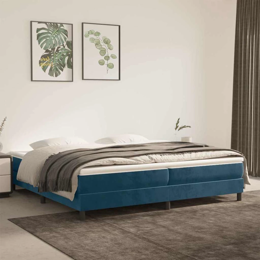 Lovos rėmas be čiužinio tamsiai mėlynas 200x200 cm aksomas
