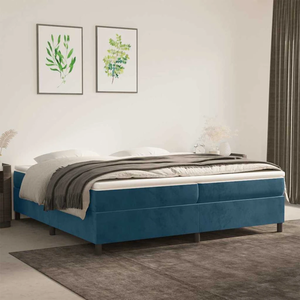 Lovos rėmas be čiužinio tamsiai mėlynas 200x200 cm aksomas