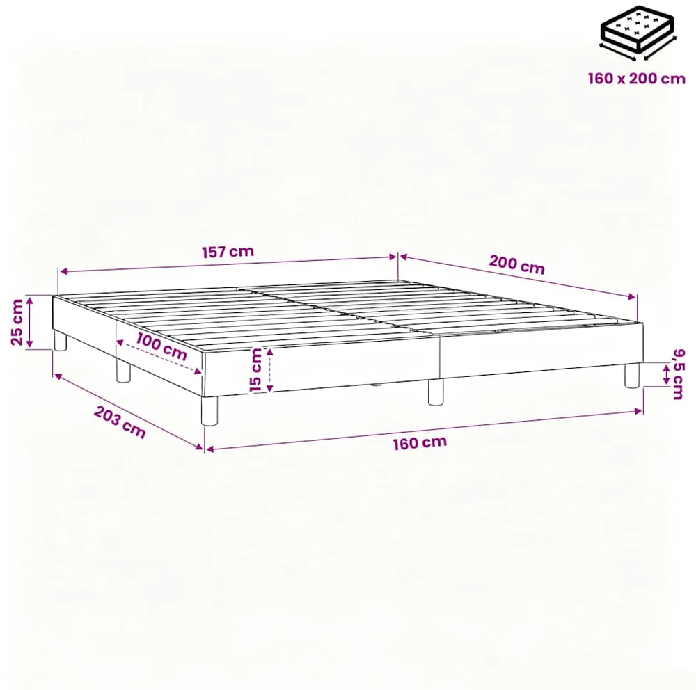 Lovos rėmas be čiužinio, tamsiai rudas, 160x200cm, audinys