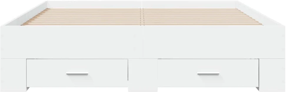 Lovos rėmas su stalčiais, baltas, 120x190cm, apdirbta mediena