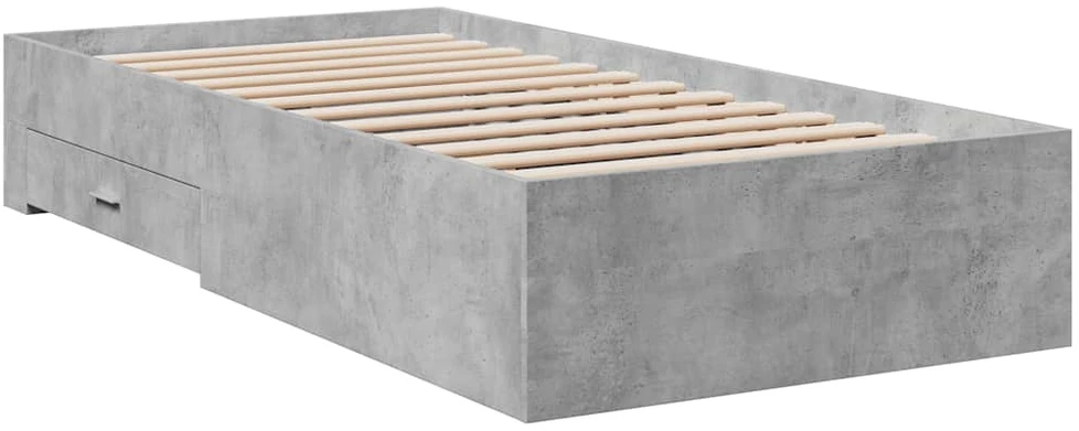 Lovos rėmas su stalčiais, betono, 100x200cm, apdirbta mediena