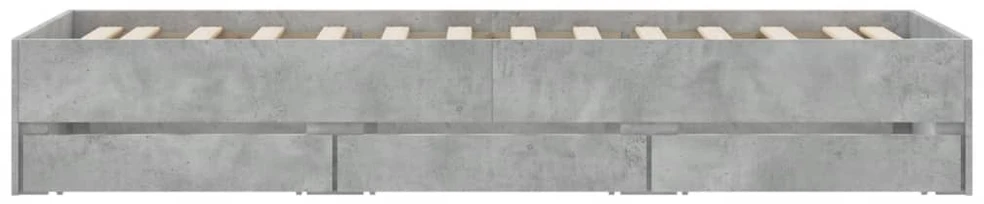 Lovos rėmas su stalčiais, betono, 75x190cm, apdirbta mediena