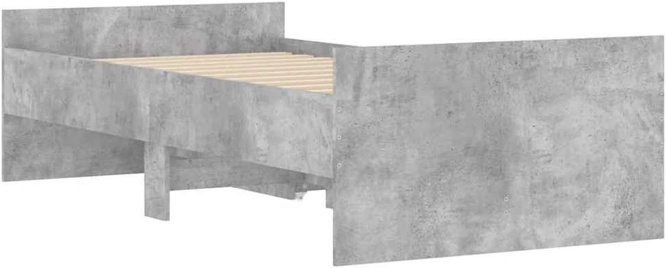 Lovos rėmas su stalčiais, betono pilkos spalvos, 100x200cm