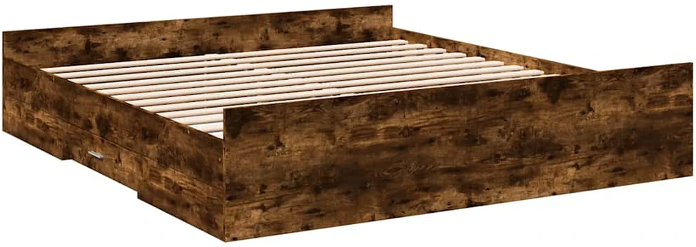Lovos rėmas su stalčiais, dūminio ąžuolo, 200x200cm, mediena