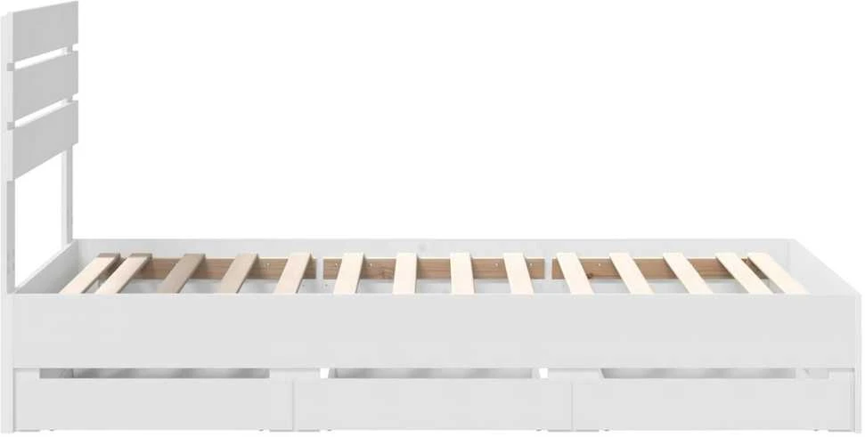 Lova Lovos rėmas su stalčių Balta 100 x 200 cm Inžinerinė mediena