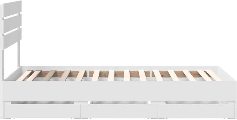 Lova Lovos rėmas su stalčių Balta 100 x 200 cm Inžinerinė mediena