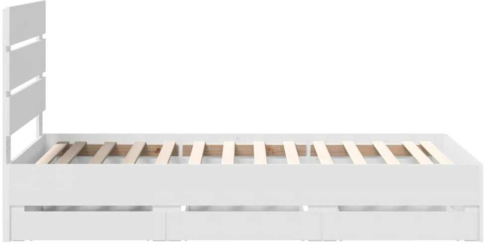 Lova Lovos rėmas su stalčių Balta 100 x 200 cm Inžinerinė mediena