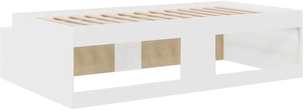 Lova Lovos rėmas su stalčių Balta 100 x 200 cm Apdirbta mediena