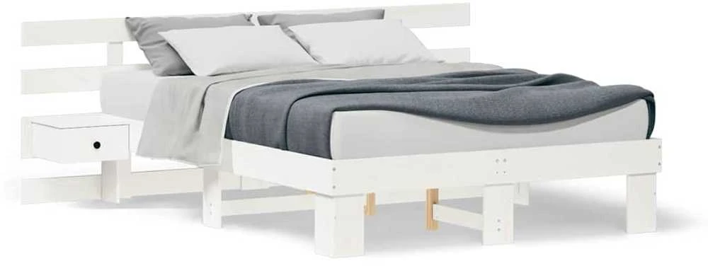 Lova Lovos rėmas Balta 135 x 190 cm Kietos pušies mediena