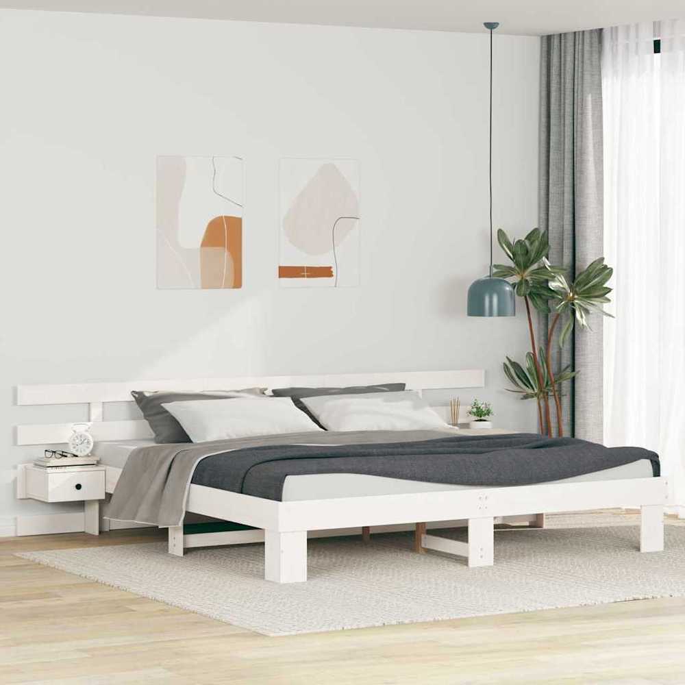 Lovos rėmas Balta 180 x 200 cm Kietos pušies mediena