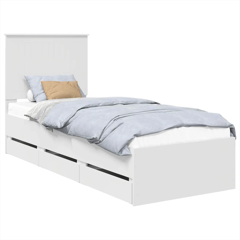 Lova Lovos rėmas su stalčių Balta 75 x 190 cm Inžinerinė mediena