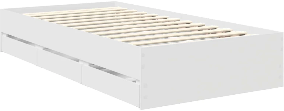Lova Lovos rėmas su stalčių Balta 90 x 200 cm Inžinerinė mediena