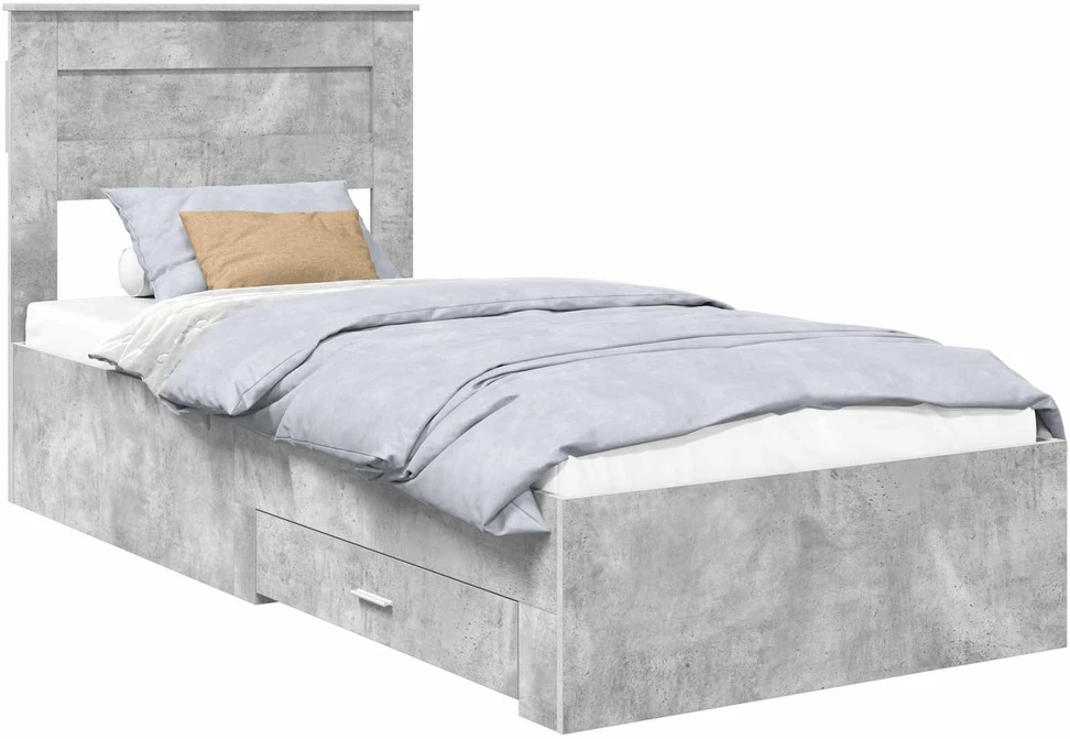 Lova Lovos rėmas su stalčių Betono pilko ir sidabro 75 x 190 cm
