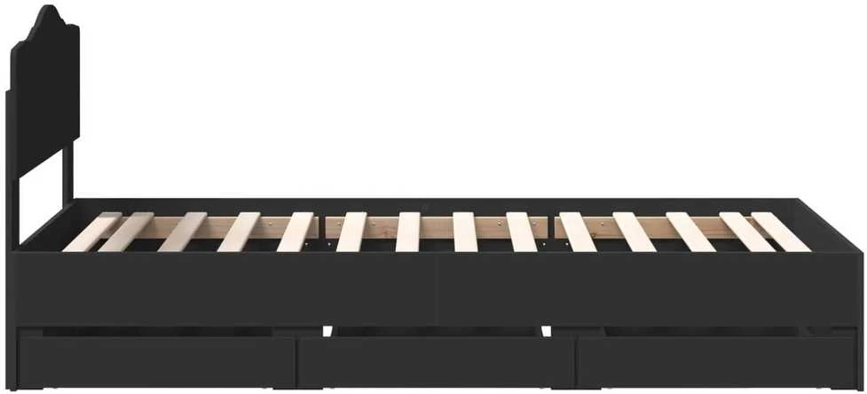 Lova Lovos rėmas su stalčių Juoda 100 x 200 cm Inžinerinė mediena