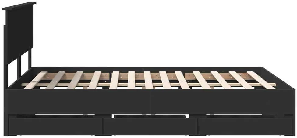 Lovos rėmas su stalčių Juoda 140 x 190 cm Inžinerinė mediena