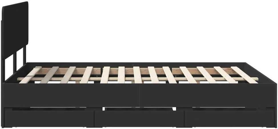 Lovos rėmas su stalčių Juodas 150 x 200 cm Dirbtinė mediena