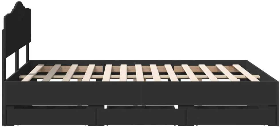 Lovos rėmas su stalčių Juoda 160 x 200 cm Inžinerinė mediena