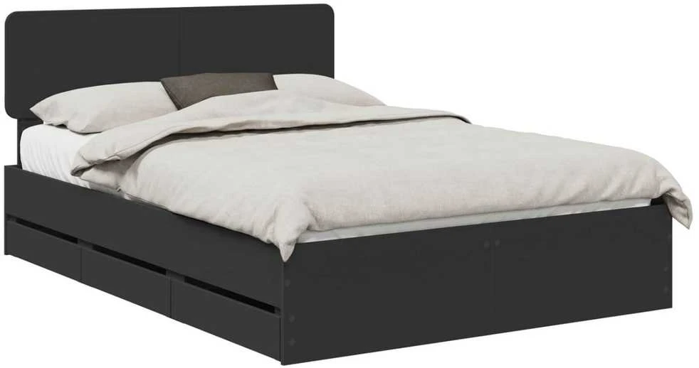 Lovos rėmas su stalčių Juodas 160 x 200 cm Dirbtinė mediena