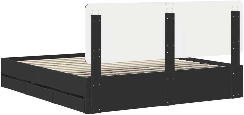Lovos rėmas su stalčių Juoda 200 x 200 cm Inžinerinė mediena