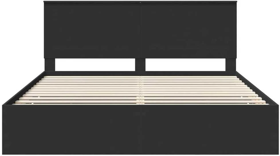Lovos rėmas su stalčių Juoda 200 x 200 cm Inžinerinė mediena