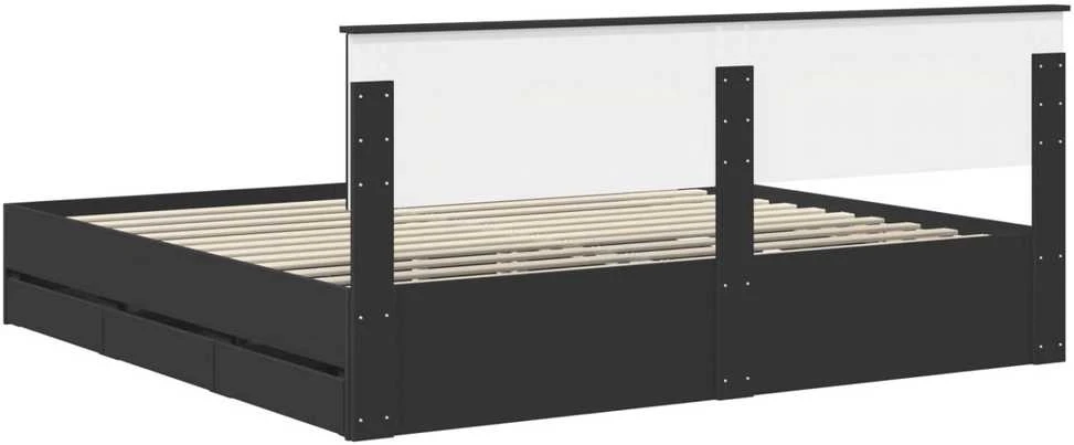 Lovos rėmas su stalčių Juoda 200 x 200 cm Inžinerinė mediena