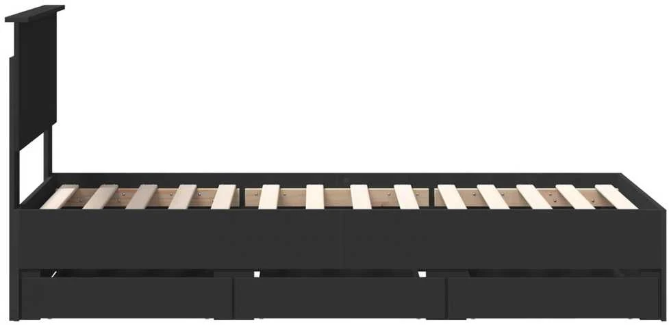 Lova Lovos rėmas su stalčių Juoda 75 x 190 cm Inžinerinė mediena