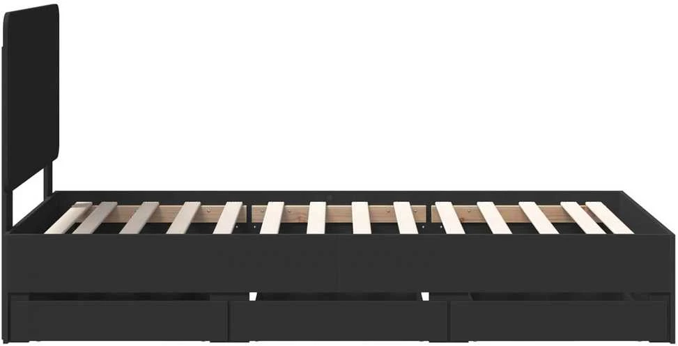 Lova Lovos rėmas su stalčių Juoda 90 x 200 cm Inžinerinė mediena