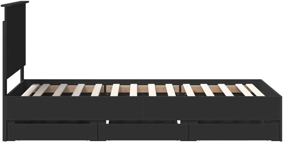 Lova Lovos rėmas su stalčių Juoda 90 x 190 cm Inžinerinė mediena