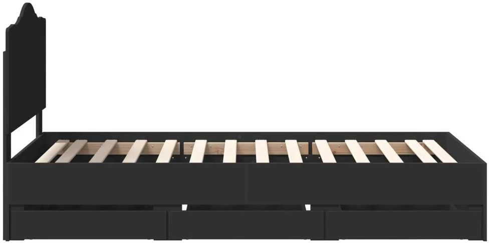 Lova Lovos rėmas su stalčių Juodas 90 x 200 cm Inžinerinė mediena