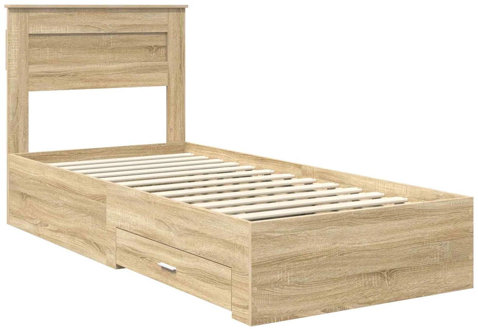 Lova Lovos rėmas su stalčių Sonamos ąžuolo ir sidabro 75 x 190 cm