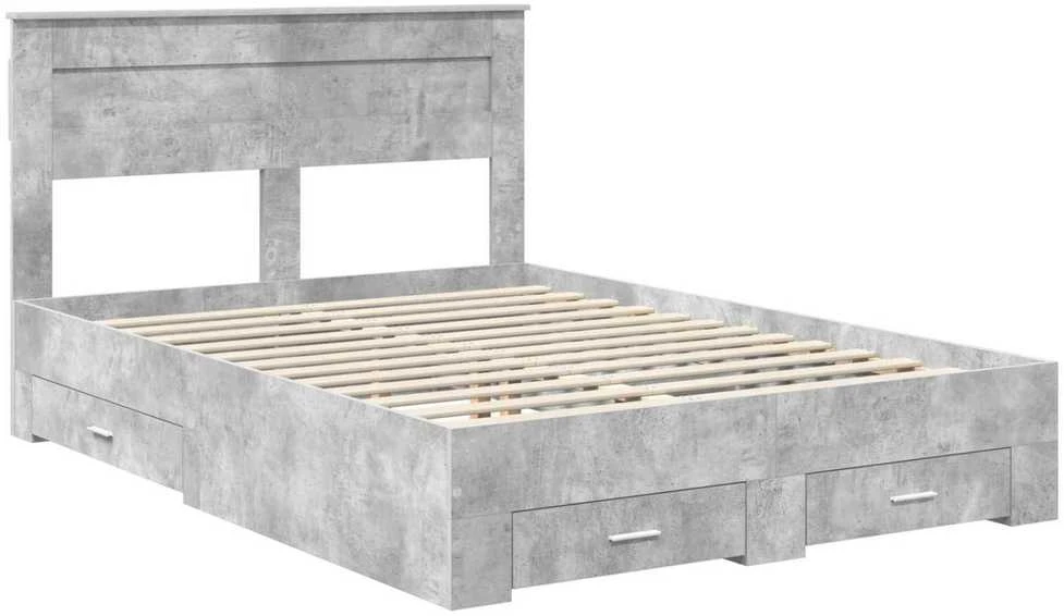 Lova Lovos rėmas Betono pilka 150 x 200 cm Apdirbta mediena