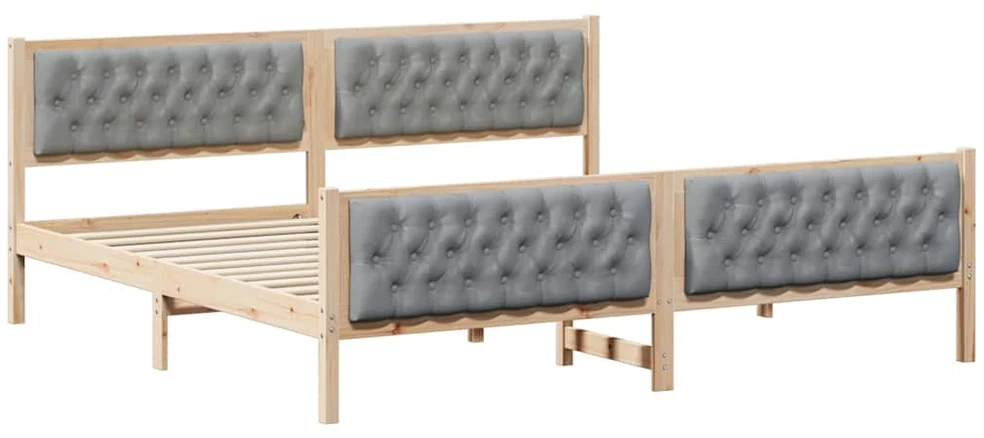 Lovos rėmas Šviesiai pilka 200 x 200 cm Kietos pušies mediena