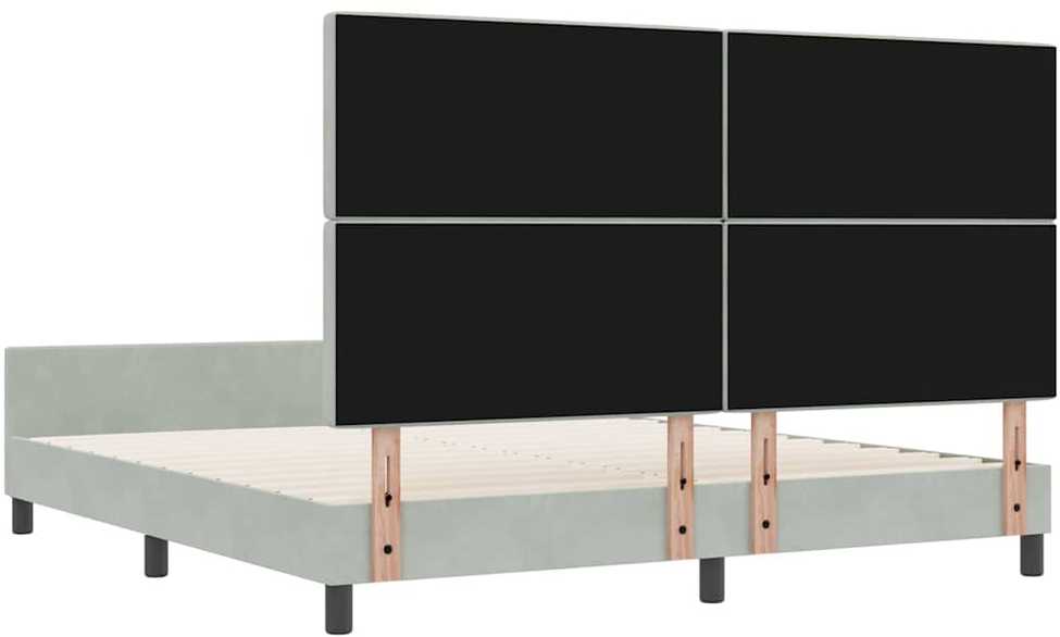 Kiemas lova su galvūgalio Šviesiai pilka 180 x 200 cm Aksomas