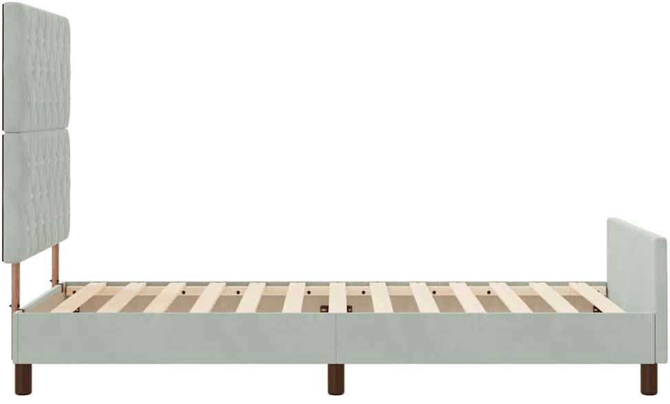 Kiemas lova su galvūgalio Šviesiai pilka 90 x 200 cm Aksomas