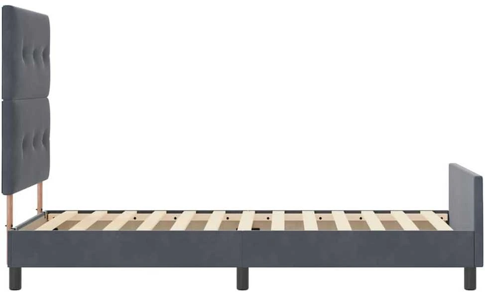 Kiemas lova su galvūgalio Tamsiai pilka 100 x 200 cm Aksomas