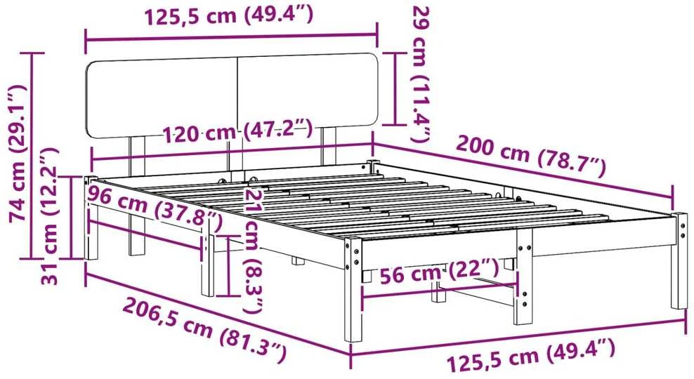 Lovos rėmas Vaško ruda 120 x 200 cm Kietos pušies mediena