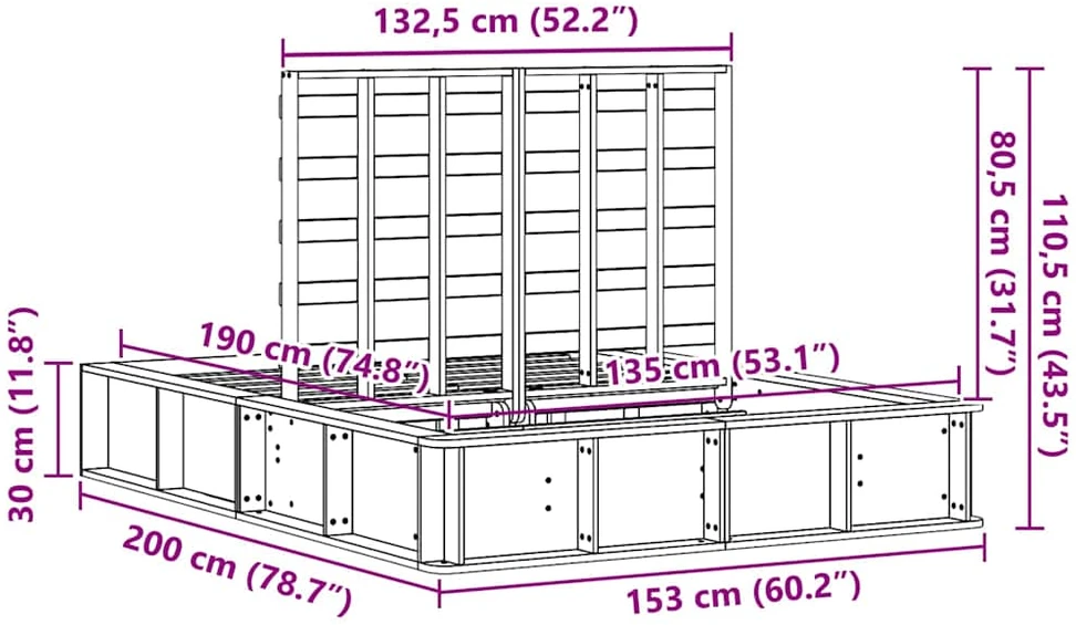 Lova Lovos rėmas Vaško ruda 135 x 190 cm Kietos pušies mediena